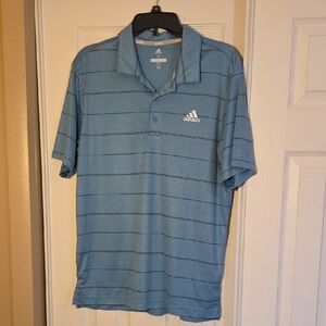Adidas Men's Striped Light Blue Heather Golf Polo Sz Med